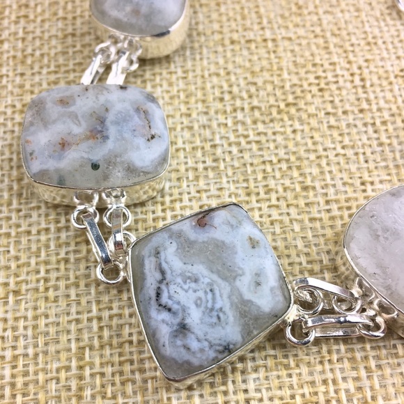 New Natural Solar Quartz Stone Silver Overlay Toggle Bracelet 7 & 7 3/4 - Picture 3 of 8